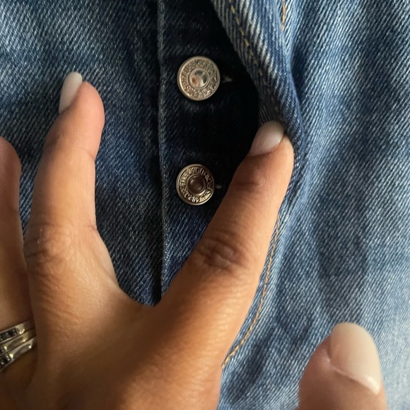 Levi's Blue Jean Shorts with Distressed Raw-Edge Hems - Picture 2 of 4